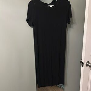 NWOT womens medium maternity ribbed black dress - stretchy